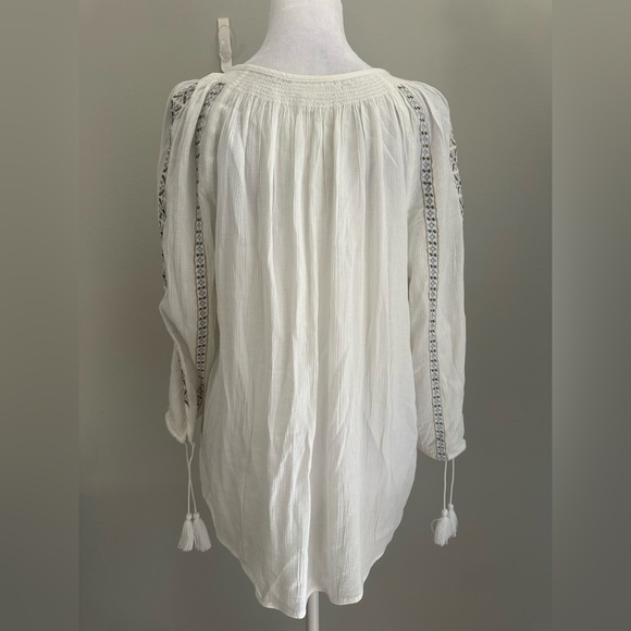 J Jill Embroidered Tasseled Peasant Bohemian Top Size Medium - Picture 4 of 10